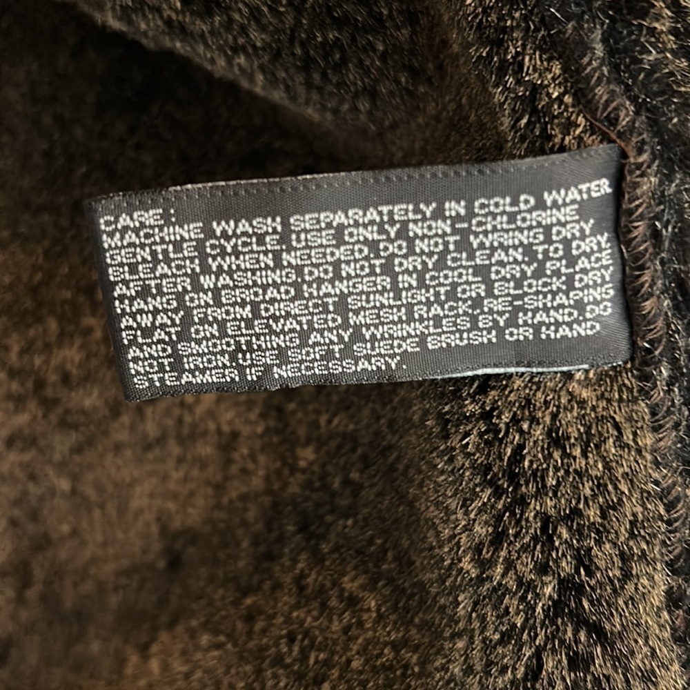 Liz Claiborne Faux Suede and Fur Dark Brown Winter Coat - Picture 10 of 10